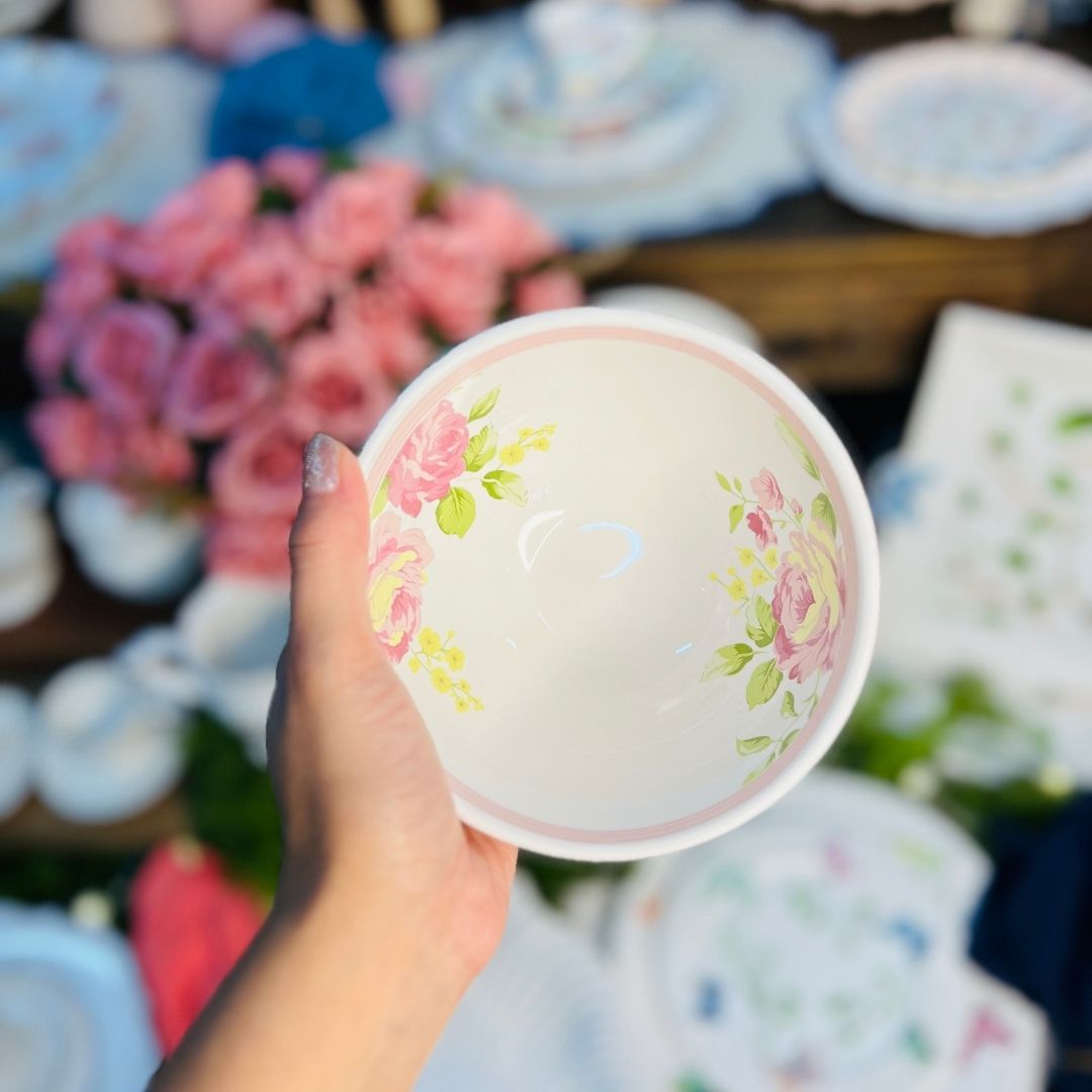 Bowl Com Rosas Vó Dulce Rosa - 13,5