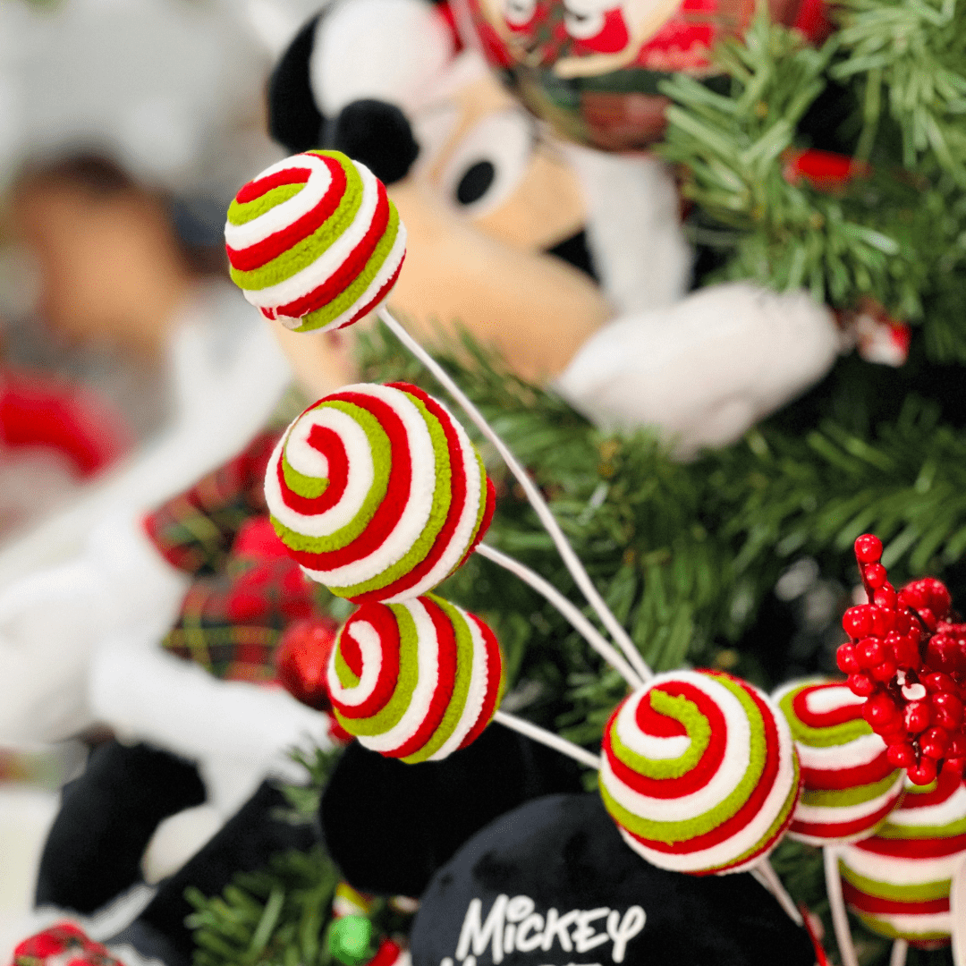 Galho Natalino Candy Verde, Vermelho e Branco 61cm