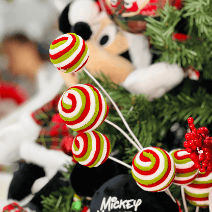 Galho Natalino Candy Verde, Vermelho e Branco 61cm