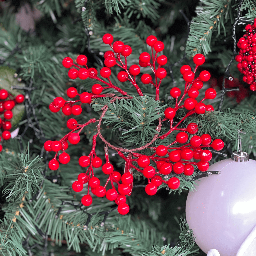 Galho Mini Guirlanda de Berries Vermelho 25cm
