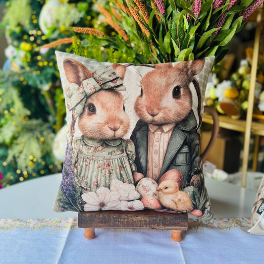 Capa Páscoa Casal Coelho - 43x43cm (399171)