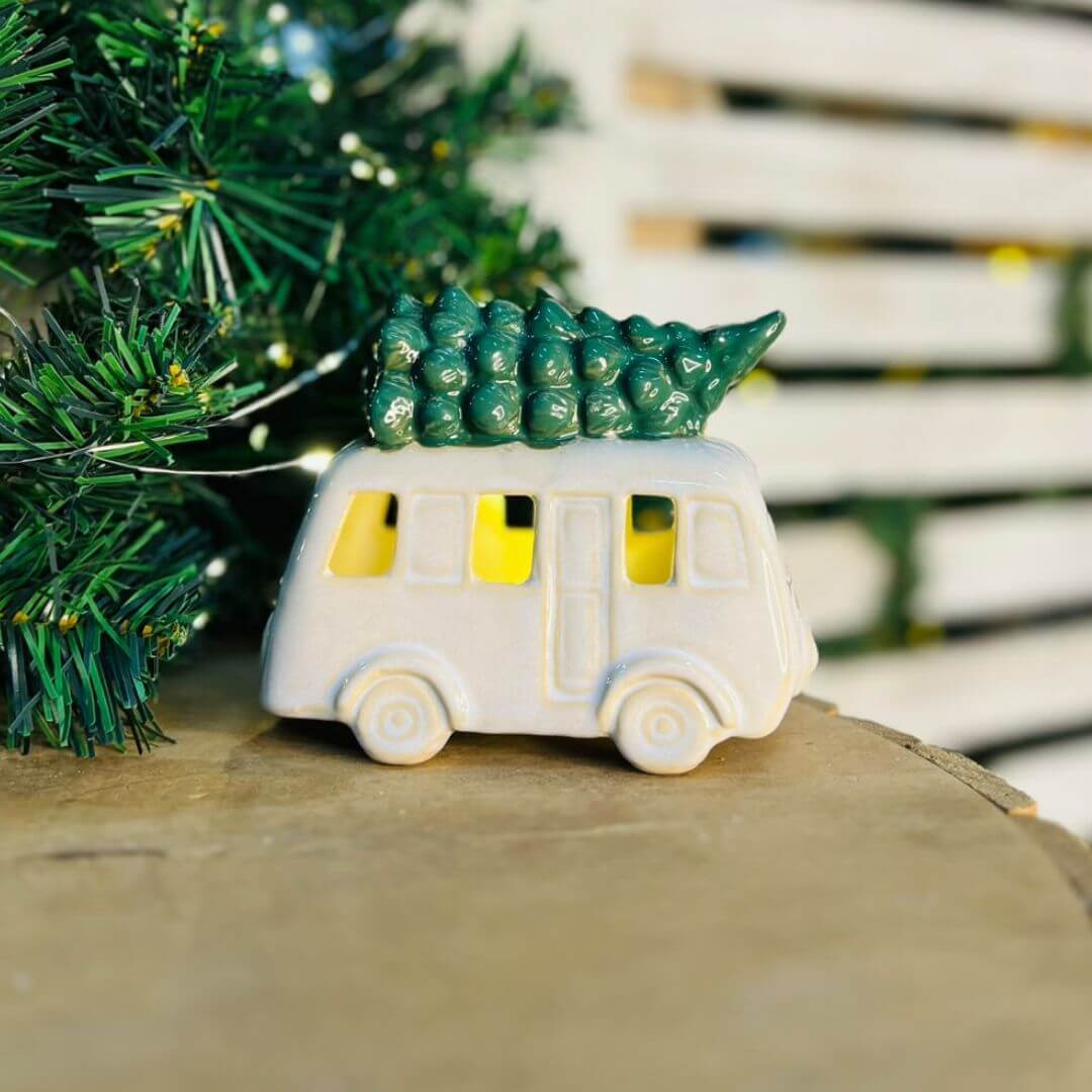 Natal Carro Com Pinheiro Decorativo - 11,1x7,3x13,2cm