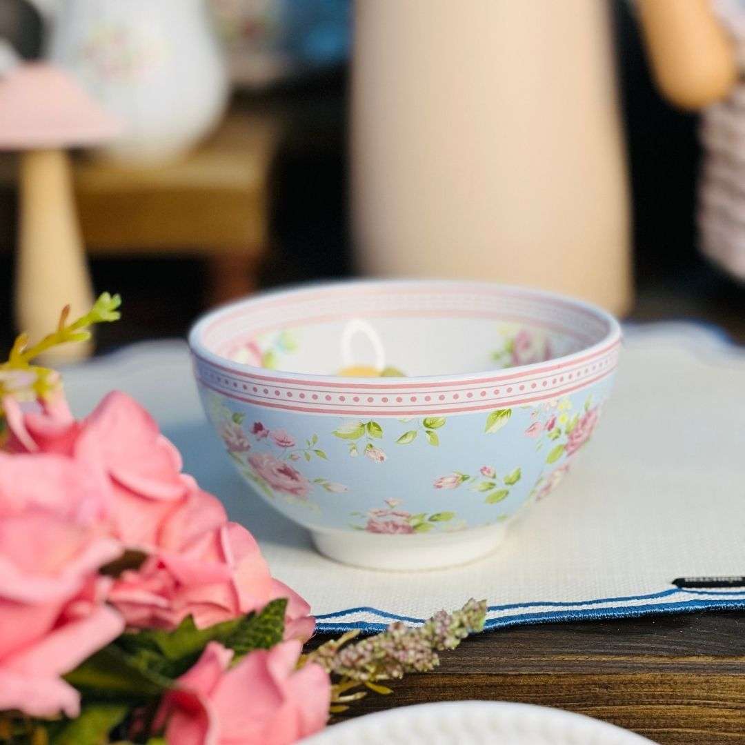 Bowl Azul Com Rosas Vó Dulce - 13,5