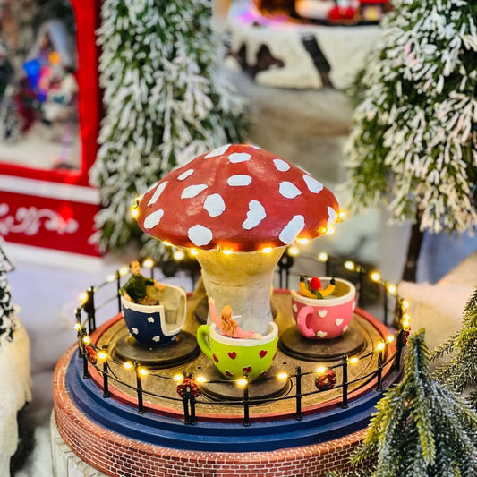 Parque Natal Cogumelo Com Led, Som e Movimento Bivolt 19x26x26cm