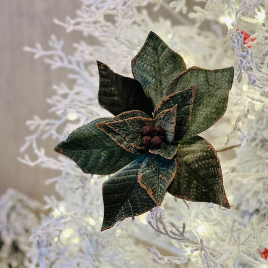 Haste Poinsettia Verde com Guizo – 35x27cm