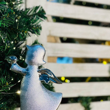Natal Anjo  Decorativo Prata -  16,9x13,5x7,3cm