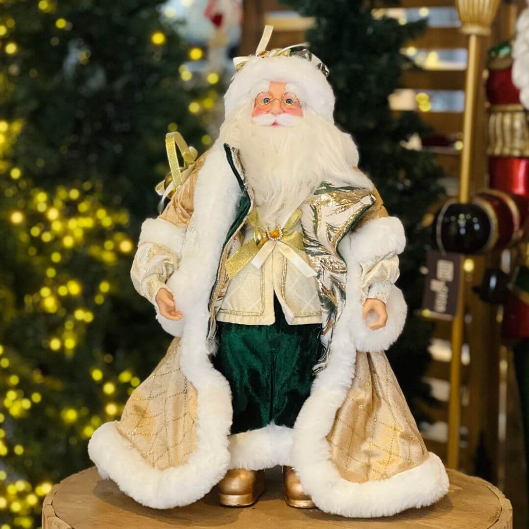 PAPAI NOEL NATAL EM PÉ DOURADO - 45CM