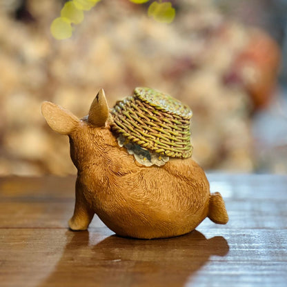 Coelho Sentado Com Cesta de Flores - 9cm