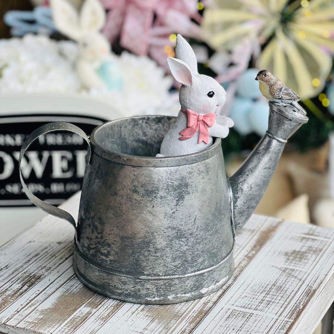 Vaso Decorativo Regador Com Coelho- 35cm