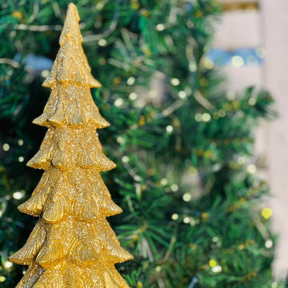 Resina Natal Arvore Decorativa Dourada