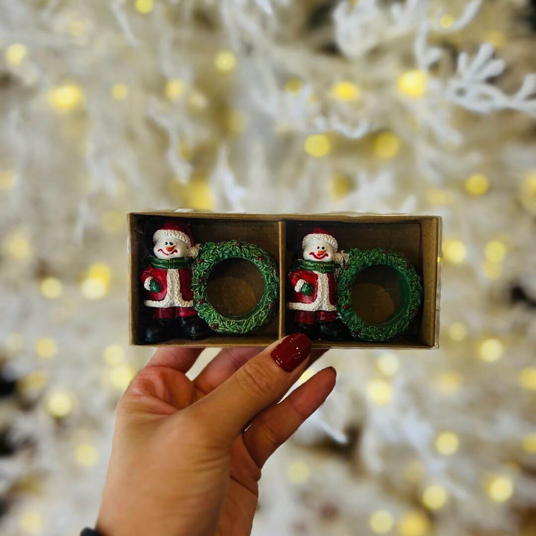 Porta Guardanapo Boneco de Neve – 6cm | 2 peças
