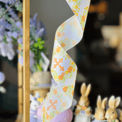 Fita Aramada Decorativa Estampada Laranja  6,3cm x 9,14m