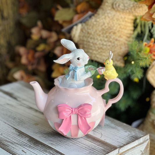 Bule Rosa Com Coelho (Alice no País das Maravilhas) - 22cm