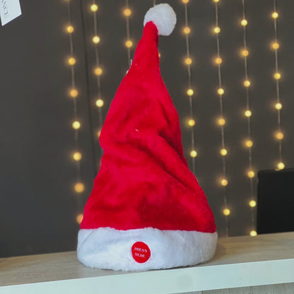 Gorro Noel Natalino Animado com Som e Movimento – 36 x 20cm