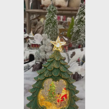 Árvore Natalina Globo de Água Com Led de Resina 26x9,7x16,3cm