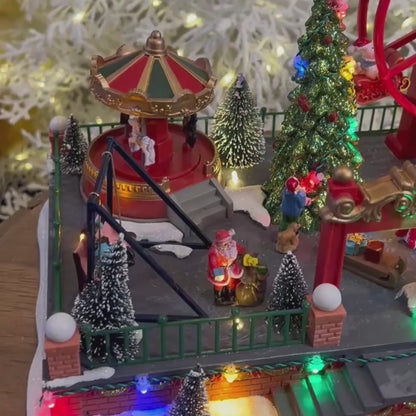 Cenário Natalino Mini Parque de Diversão com LED – 24cm