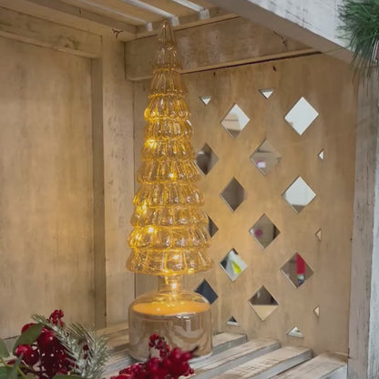 Árvore Decorativa com LED Dourada – 35cm