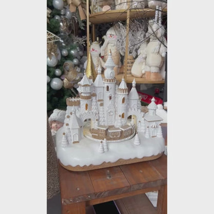 Cenário Castelo Natalino Gingerbread Branco 34x25cm