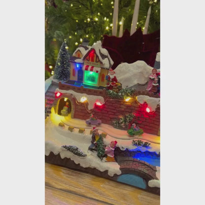 Vila Natalina Carrinhos Com Música, Led e Movimento 32x20cm