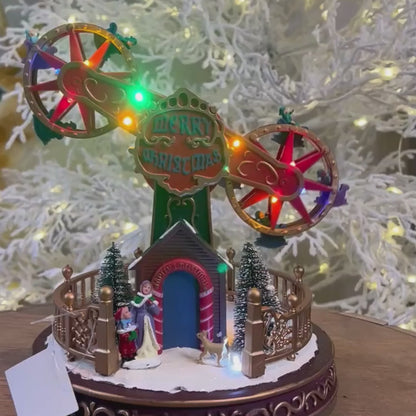 Cenário Natalino Roda-Gigante Dupla com LED – 28cm